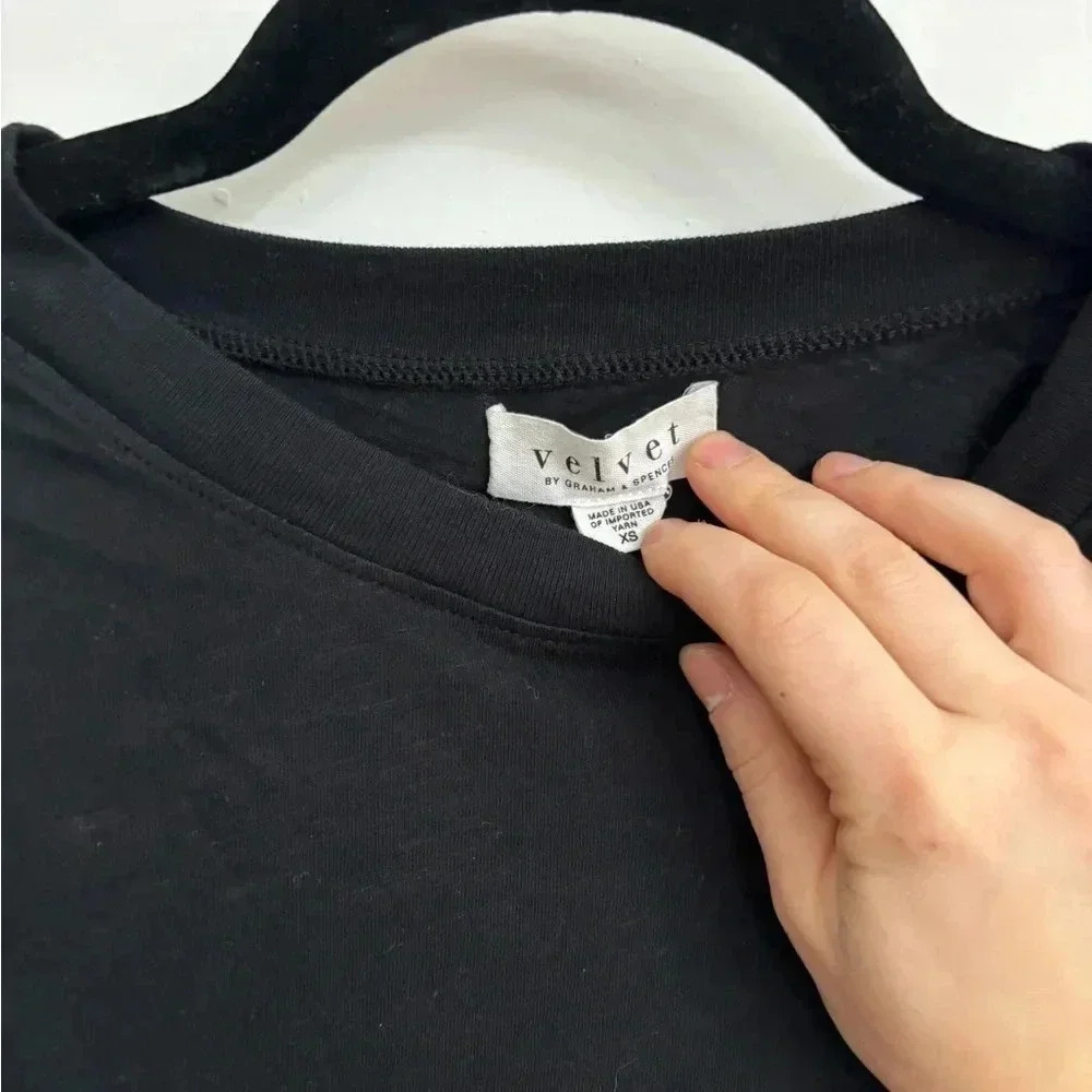 Velvet Brand Black Shoulder Padded Muscle Tee Sz XS - Picture 3 of 11